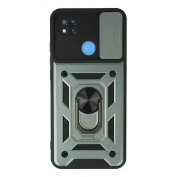 Newface Xiaomi Redmi 9C Kılıf Pars Lens Yüzüklü Silikon - Yeşil