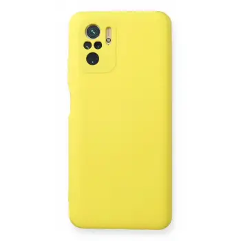 Newface Xiaomi Redmi Note 10 Kılıf Nano içi Kadife Silikon - Sarı