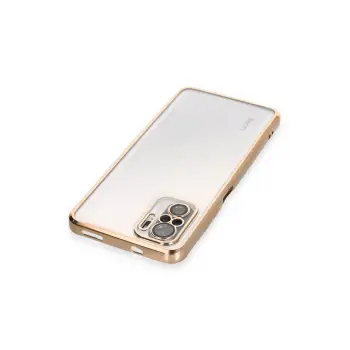 Newface Xiaomi Redmi Note 10 Kılıf Razer Lensli Silikon - Gold