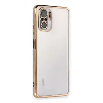 Newface Xiaomi Redmi Note 10 Kılıf Razer Lensli Silikon - Gold
