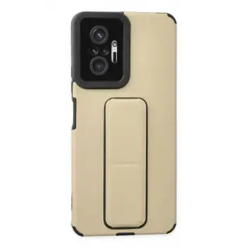 Newface Xiaomi Redmi Note 10 Pro Kılıf Mega Standlı Silikon - Gold