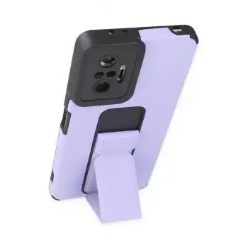 Newface Xiaomi Redmi Note 10 Pro Kılıf Mega Standlı Silikon - Lila