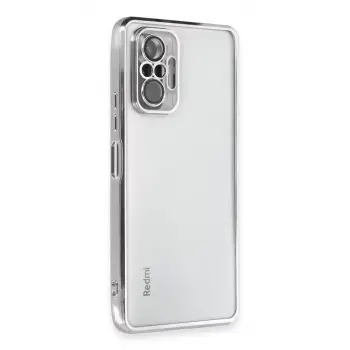 Newface Xiaomi Redmi Note 10 Pro Kılıf Razer Lensli Silikon - Gümüş