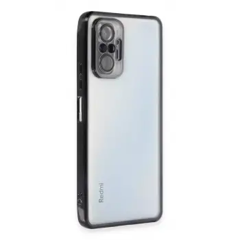 Newface Xiaomi Redmi Note 10 Pro Kılıf Razer Lensli Silikon - Siyah