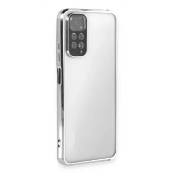 Newface Xiaomi Redmi Note 11 Kılıf Razer Lensli Silikon - Gümüş