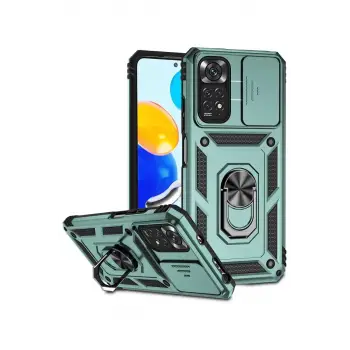 Newface Xiaomi Redmi Note 11 Pro Kılıf Pars Lens Yüzüklü Silikon - Yeşil