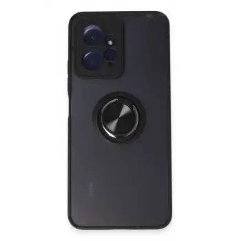 Newface Xiaomi Redmi Note 12 4G Kılıf Montreal Yüzüklü Silikon Kapak - Siyah