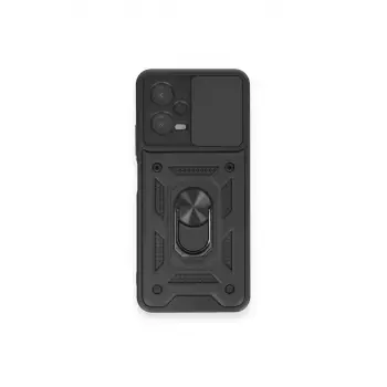 Newface Xiaomi Redmi Note 12 4G Kılıf Pars Lens Yüzüklü Silikon - Siyah