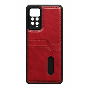 Newface Xiaomi Redmi Note 12 Pro 4G Kılıf Sara Kartvizitli Deri Kılıf - Kırmızı