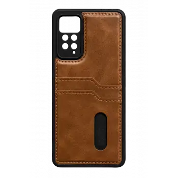 Newface Xiaomi Redmi Note 12 Pro 4G Kılıf Sara Kartvizitli Deri Kılıf - Taba