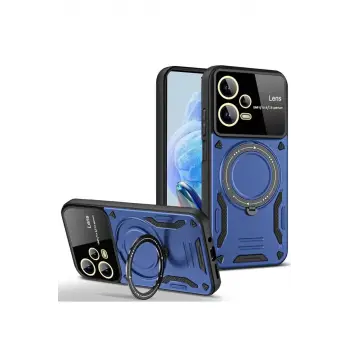 Newface Xiaomi Redmi Note 12 Pro 5G Kılıf Joy Lens Standlı Kapak - Lacivert