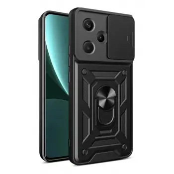 Newface Xiaomi Redmi Note 13 Pro Plus Kılıf Pars Lens Yüzüklü Silikon - Siyah