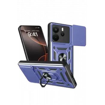 Newface Xiaomi Redmi Note 14 4G Pars Lens Yüzüklü Silikon - Lacivert