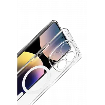 Newface Xiaomi Redmi Note 14 Pro 4G Combo Sert Şeffaf Magsafe Kapak - Şeffaf