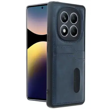 Newface Xiaomi Redmi Note 14 Pro 4G Kılıf Sara Kartvizitli Deri Kılıf - Lacivert