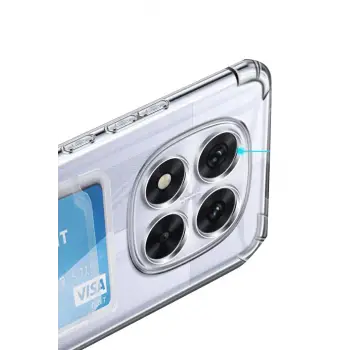 Newface Xiaomi Redmi Note 14 Pro 5G Kılıf Kart Şeffaf Silikon - Şeffaf