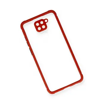 Newface Xiaomi Redmi Note 9 Kılıf Miami Şeffaf Silikon - Kırmızı