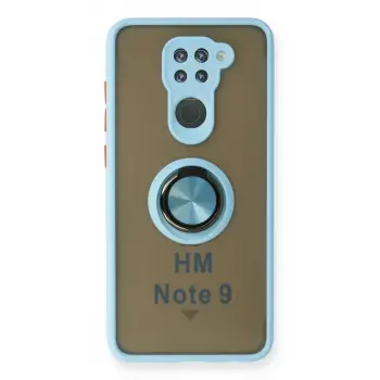Newface Xiaomi Redmi Note 9 Kılıf Montreal Yüzüklü Silikon Kapak - Buz Mavi