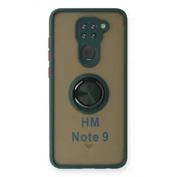 Newface Xiaomi Redmi Note 9 Kılıf Montreal Yüzüklü Silikon Kapak - Yeşil