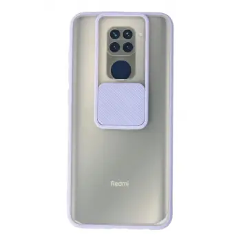 Newface Xiaomi Redmi Note 9 Kılıf Palm Buzlu Kamera Sürgülü Silikon - Lila