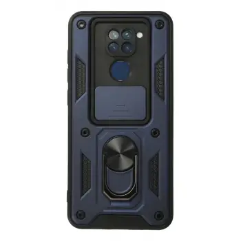 Newface Xiaomi Redmi Note 9 Kılıf Pars Lens Yüzüklü Silikon - Lacivert