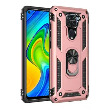 Newface Xiaomi Redmi Note 9 Kılıf Sofya Yüzüklü Silikon Kapak - Rose