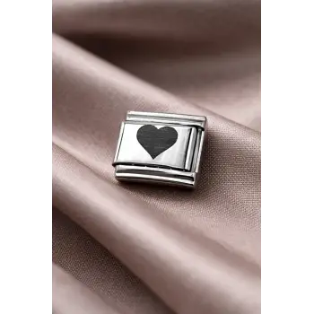 Nomination Uyumlu Çelik Kalp Charm – Parlak Çelik Bileklik Aksesuarı | Sevgi Temalı Modüler Charm