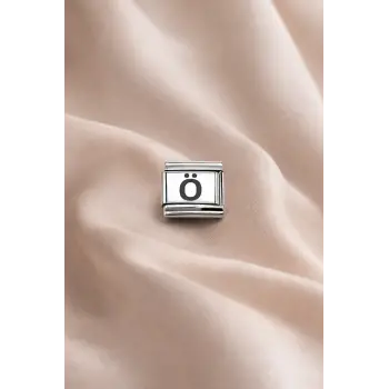Nomination Uyumlu Harf Charm “Ö” – Çelik Bileklik Aksesuarı, Kişiye Özel Harf Modülü