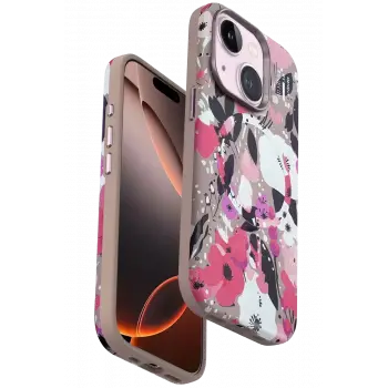 Onegif Apple iPhone 15 Flower Series Magsafe Kapak - Pembe