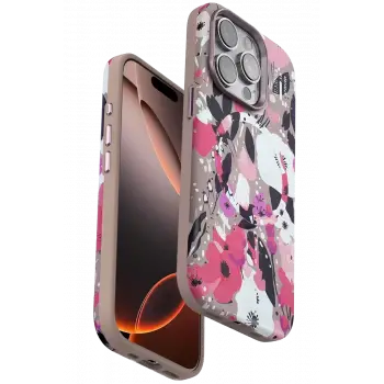 Onegif Apple iPhone 15 Pro Max Flower Series Magsafe Kapak - Pembe