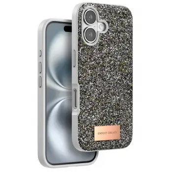 Onegif Apple iPhone 16 Bright Simli Kapak - Gümüş
