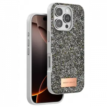 Onegif Apple iPhone 16 Pro Max Bright Simli Kapak - Gümüş