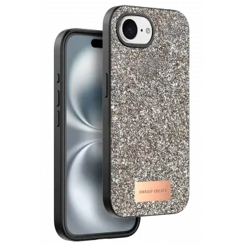 Onegif Apple iPhone 16E Bright Simli Kapak - Gold