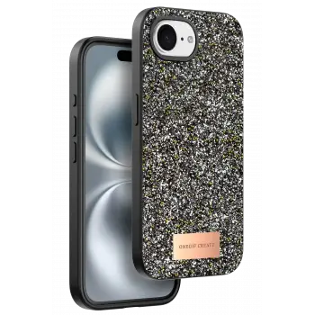 Onegif Apple iPhone 16E Bright Simli Kapak - Gümüş