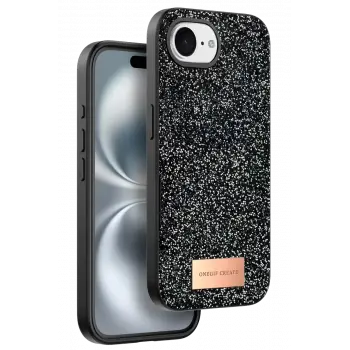 Onegif Apple iPhone 16E Bright Simli Kapak - Siyah