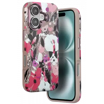 Onegif Apple iPhone 16 Flower Series Magsafe Kapak - Pembe