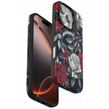 Onegif Apple iPhone 16 Pro Flower Series Magsafe Kapak - Siyah