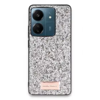 Onegif Xiaomi Redmi 13C Bright Simli Kapak - Gümüş