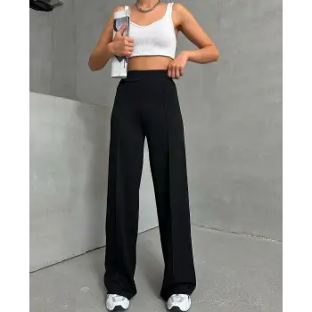 önü çımalı pantolon siyah