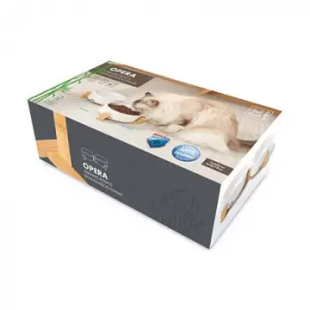 Opera Bamboo Standlı Seramik Kedi Mama Kabı Beyaz 2x850 Ml