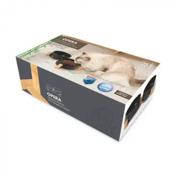 Opera Bamboo Standlı Seramik Kedi ve Köpek Mama Kabı Siyah 2x850 Ml