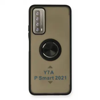 P Smart 2021 Kılıf Montreal Yüzüklü Silikon Kapak - Siyah