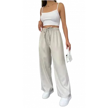 Palazzo Pantolon Paçası Püsküllü -TAŞ