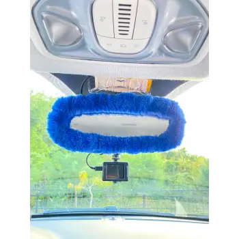 Peluş Dikiz Ayna Kılıfı Süs Mavi