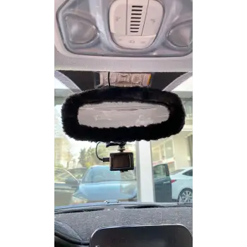 Peluş Dikiz Ayna Kılıfı Süs Siyah