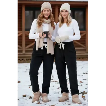 Peluşlu pijama alt siyah nr