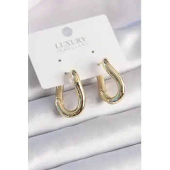 Pirinç Gold Renk Halka Model Kadın Küpe
