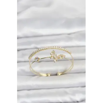 Pirinç Gold Renk Kelebek Model Kadın Bileklik