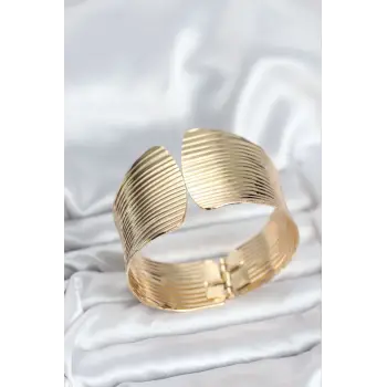 Pirinç Gold Renk Levha Model Kadın Bileklik