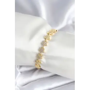Pirinç Gold Renk Yıldız Model Kadın Bileklik